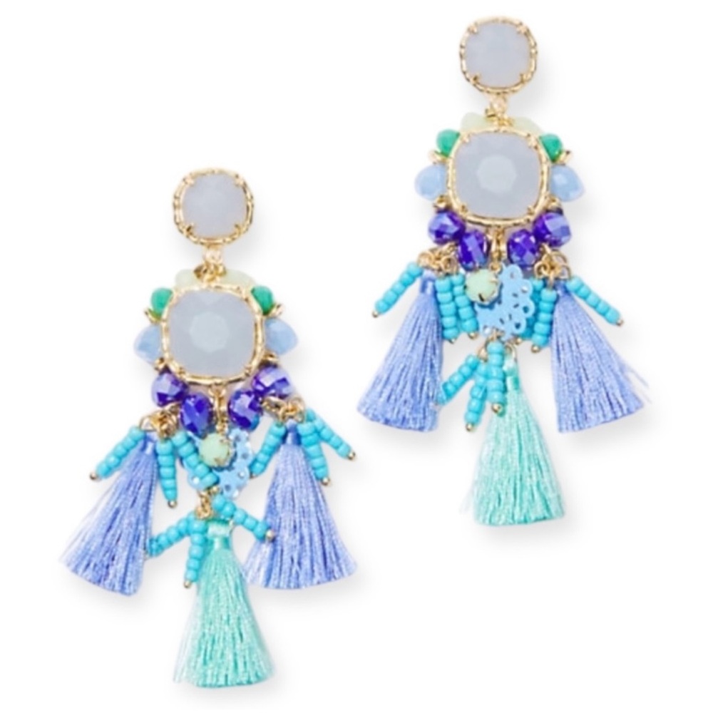 Lilly Pulitzer Blue Waterside Tassel Earrings NEW